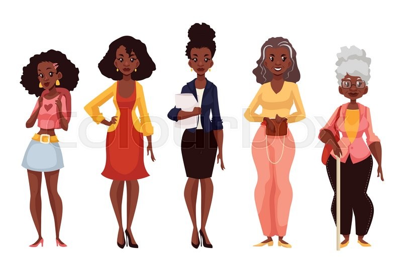 800x515 Set Of Black Women Of Different Ages Stock Vector Colourbox