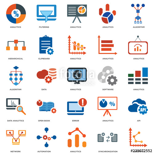 500x500 Icons Related To Analytics, Filtering, Network, Clipboard