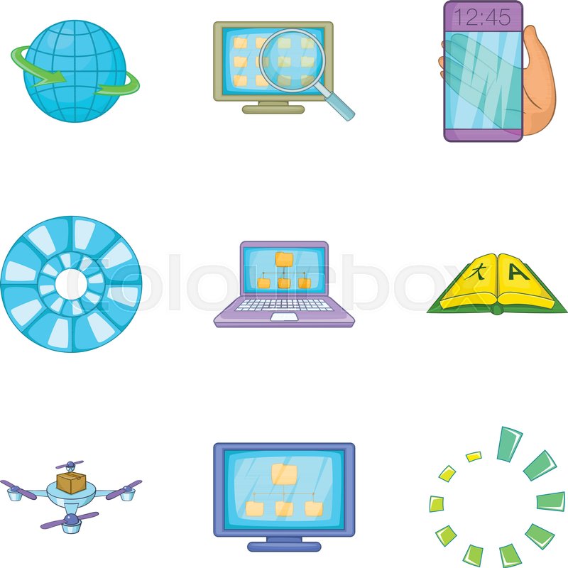 800x800 Search Algorithm Icons Set Cartoon Stock Vector Colourbox
