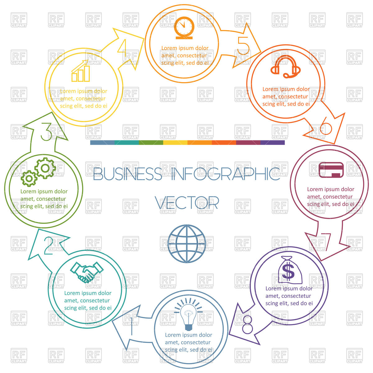 1200x1200 Circles With Arrow Infographic Cyclic Process From Colourful Lines