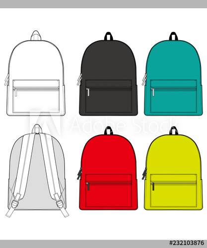 417x500 Backpack Vector Illustration Flat Sketches Template
