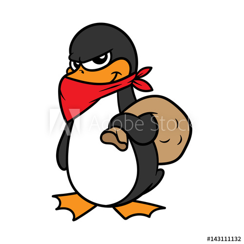 500x500 Cartoon Penguin Thief Or Bandit Vector Illustration