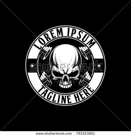 450x470 Skull With Barbell Vector Logo Template Logo Designs Logo