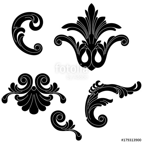 500x500 Vintage Baroque Ornament, Corner Retro Pattern Antique Style