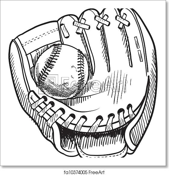 561x581 Free Art Print Of Baseball Glove Sketch Doodle Style Baseball