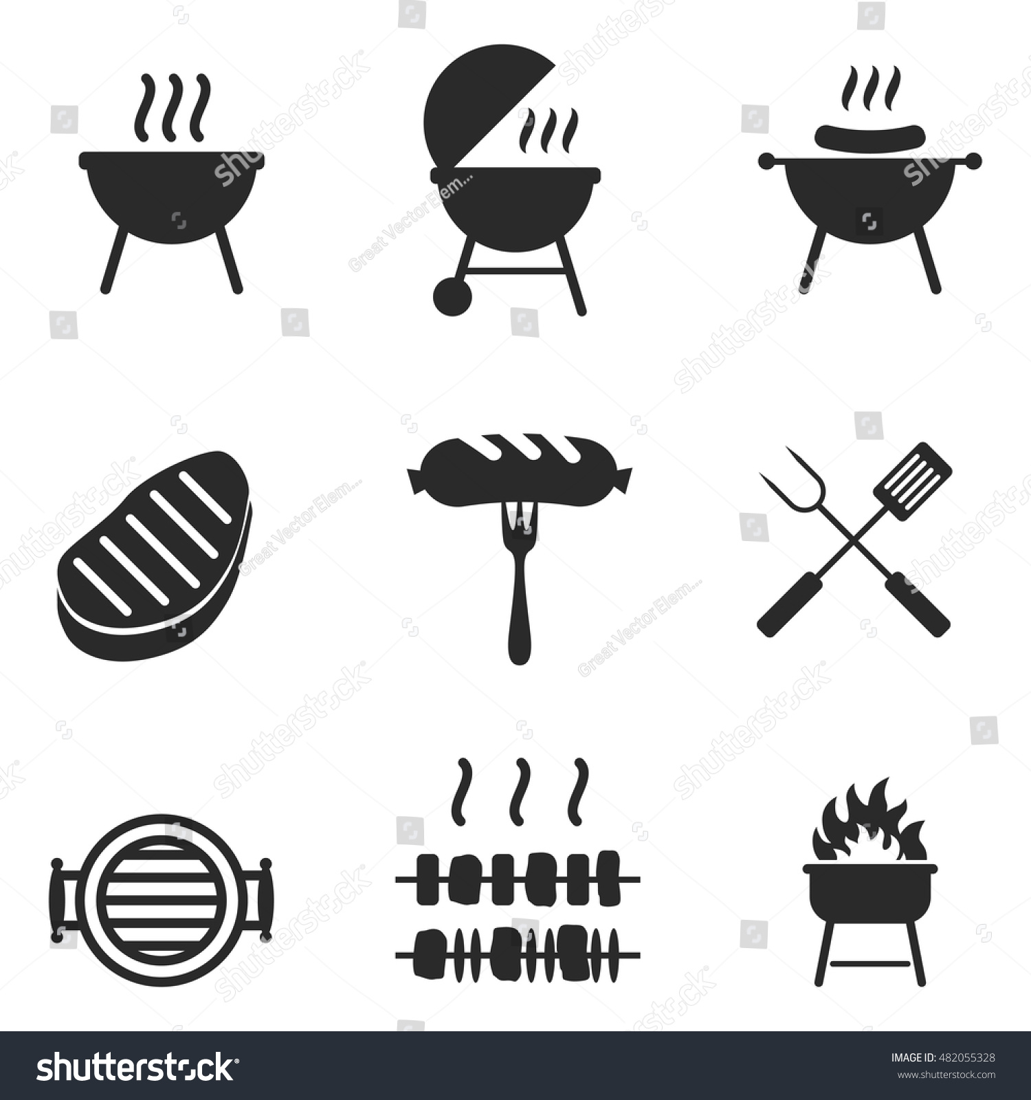 1500x1600 Bbq Vector Group With Items