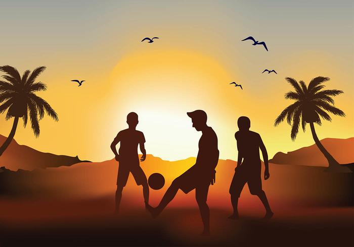 700x490 Soccer Beach Sunset Silhouette Free Vector