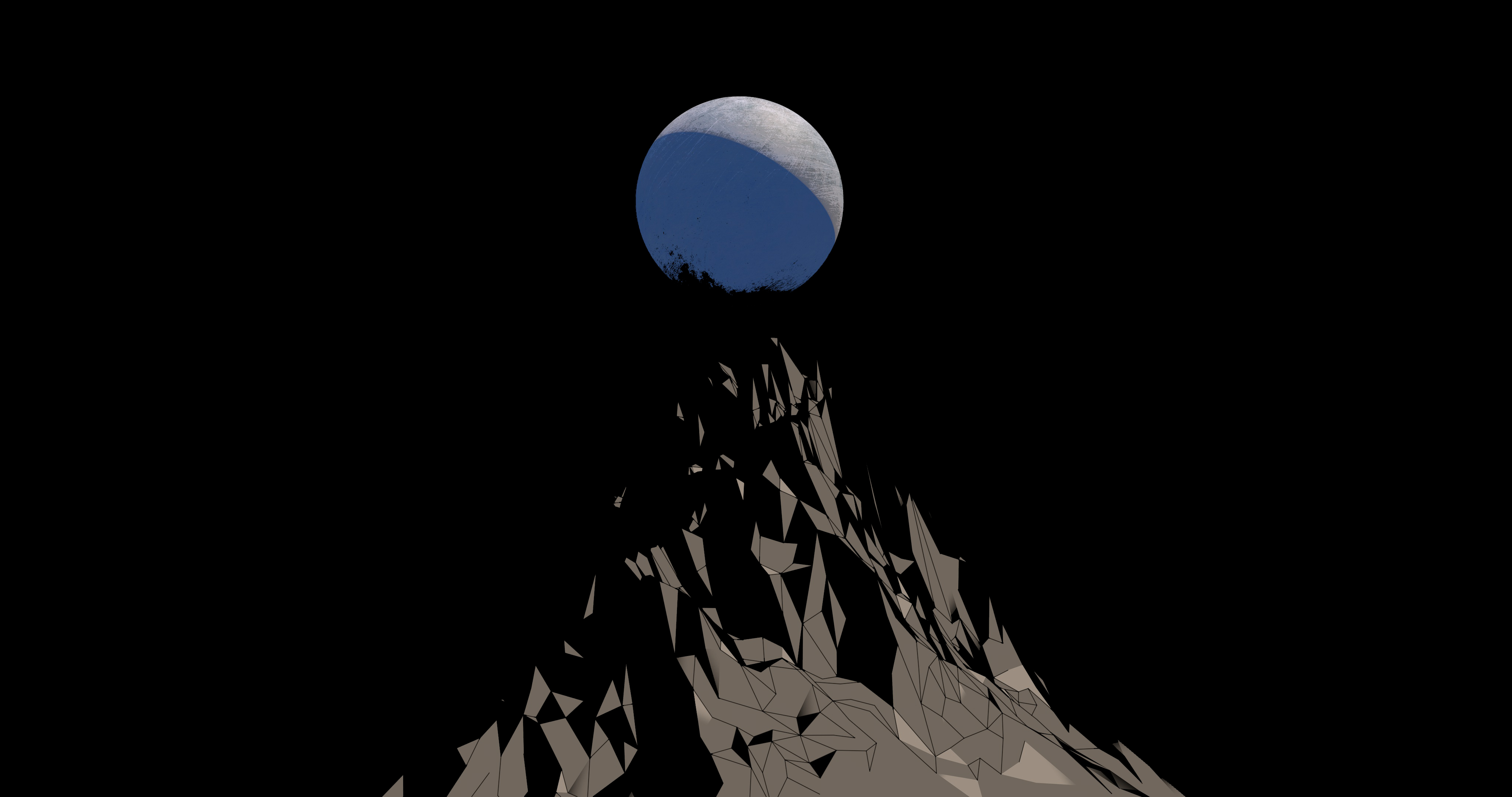 4096x2160 Wallpaper Black, Vector Art, Mountains, Moon