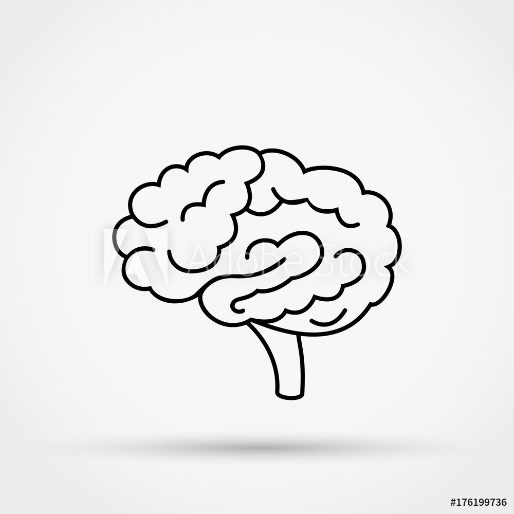 1000x1000 Photo Art Print Outline Brain Vector Icon Europosters