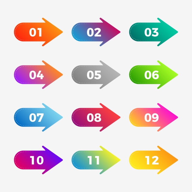 640x640 Colorful Abstract Bullet Points With Numbers Vector Template