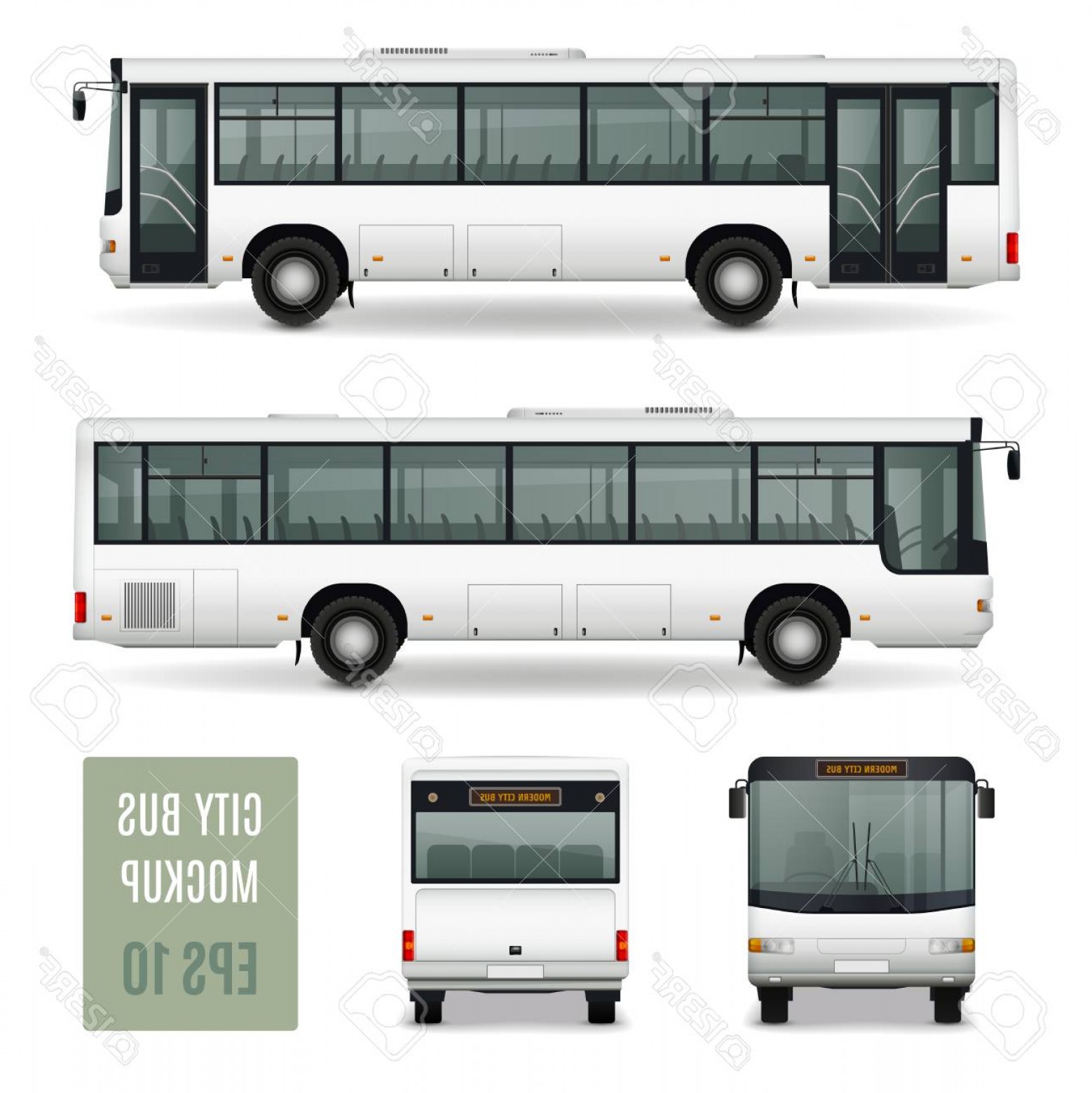 1558x1560 Photostock Vector Modern City Bus Realistic Advertising Template