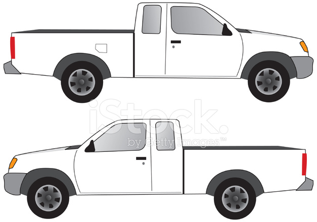 627x440 White Pickup Truck Stock Vector