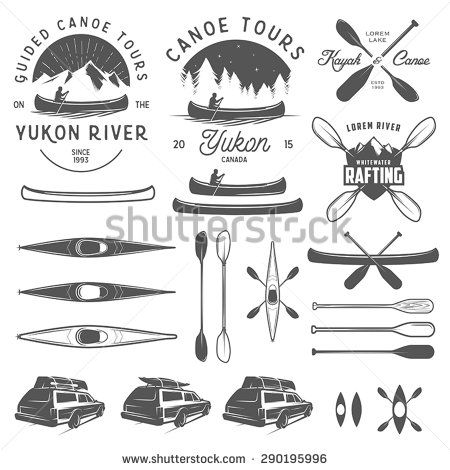 450x470 Set Of Kayak And Canoe Emblems, Badges And Design Elements Canoe