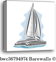 180x201 Sailing Catamaran, Canvas Print Barewalls Posters Prints