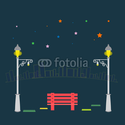 400x400 Vector Central Park Bench And Streetlight On City Background Buy