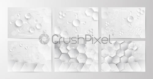 500x260 Set Of Abstract Chemical Background In Grey And White Tone, Stock