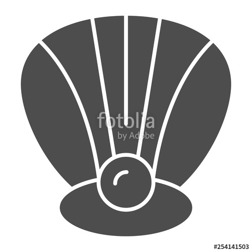500x500 Perl In A Shell Solid Icon Clam Vector Illustration Isolated