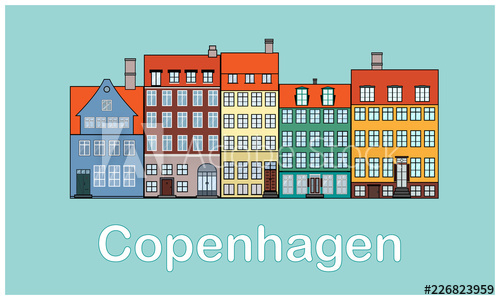 500x300 Flat Style Vector Illustration Of The City Of Copenhagen, Denmark