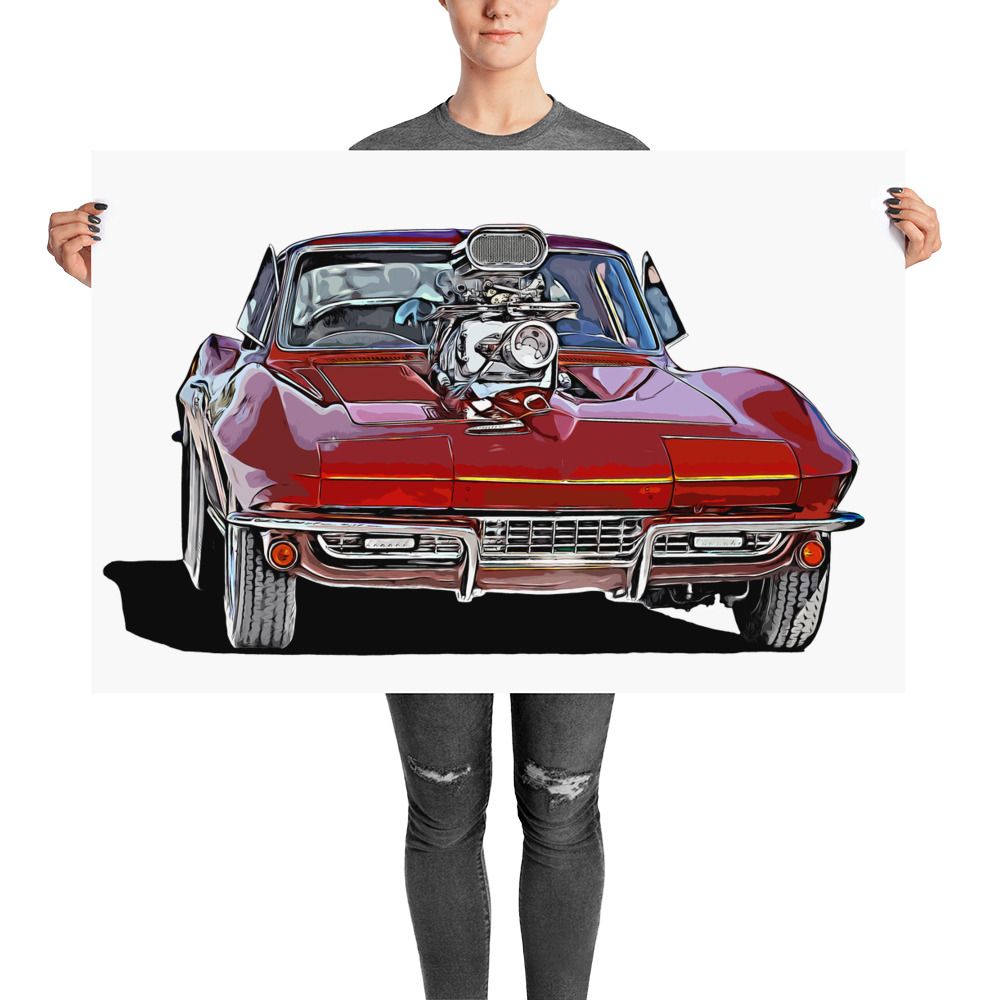 1000x1000 Chevrolet Corvette Vector Poster Classic Car Vector Posters