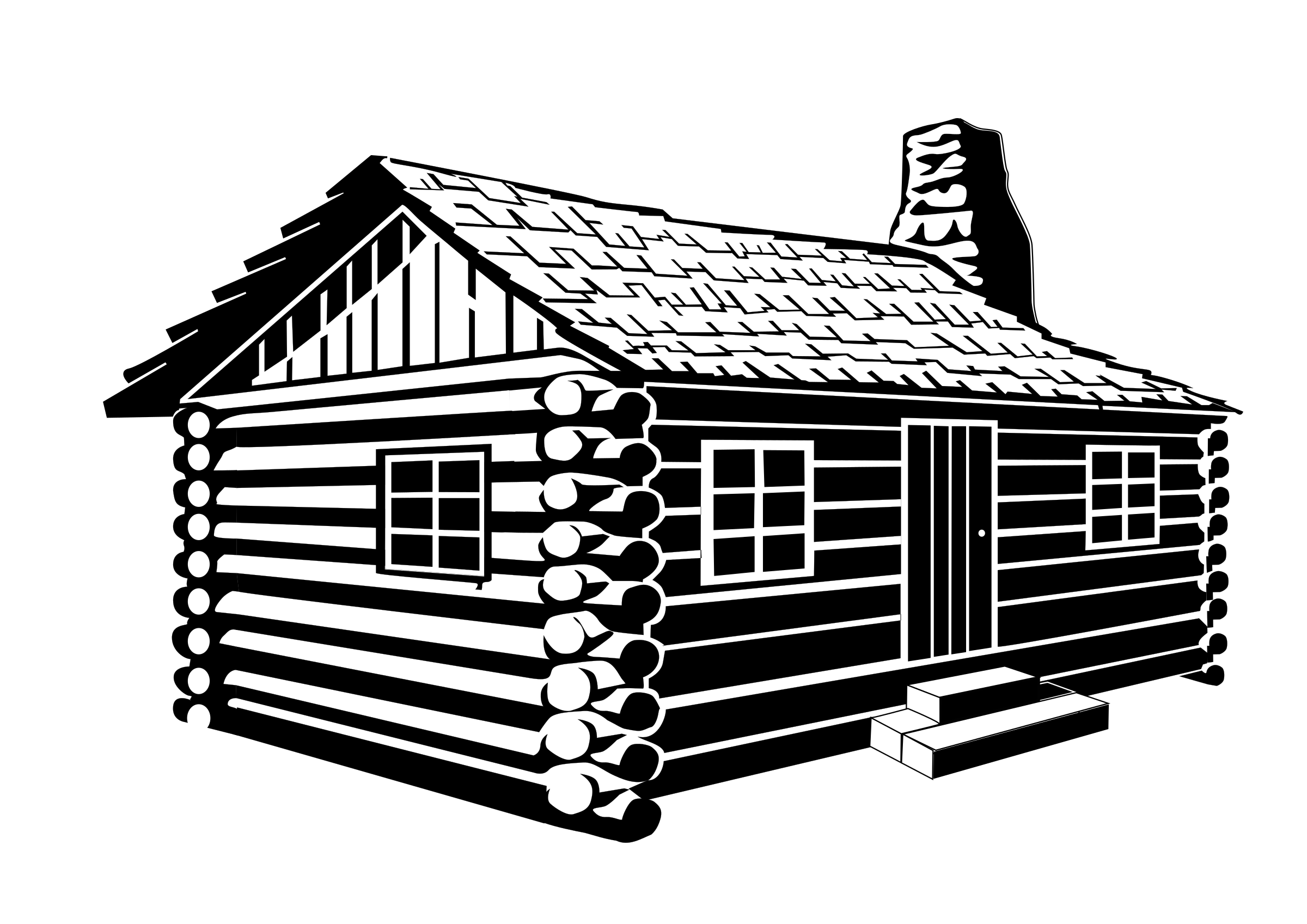 2400x1697 Log Cabin Vector Clipart Image