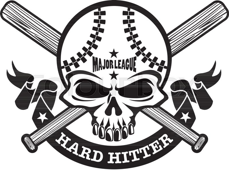 800x592 Baseball Skull With Crossed Baseball Stock Vector Colourbox