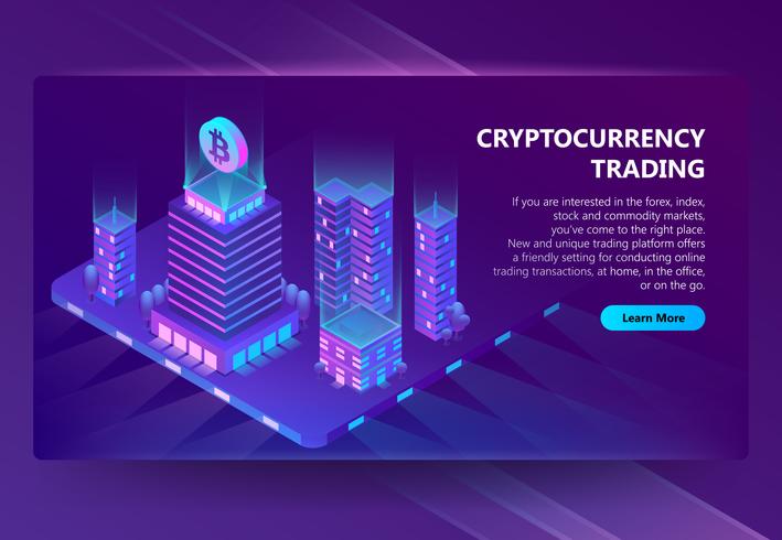 709x490 Vector Isometric Site For Trading Cryptocurrency