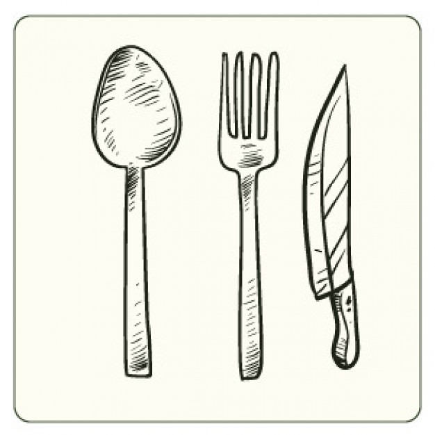 626x626 Tenedor Cuchara Cuchillo De Cocina Negro Simple Vector