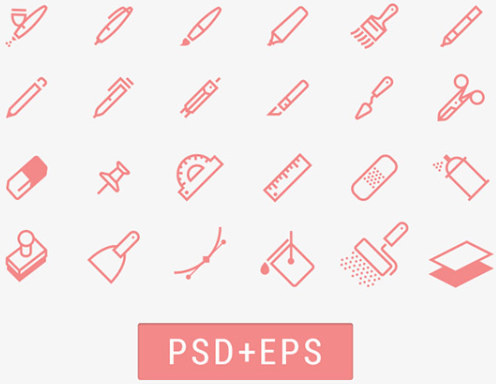 496x384 Cute Office Tools Line Icons Vector Free Vector In Adobe