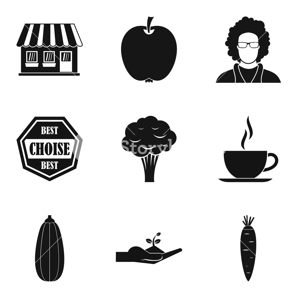 1000x1000 Vegetarian Diner Icons Set Simple Set Of Vegetarian Diner