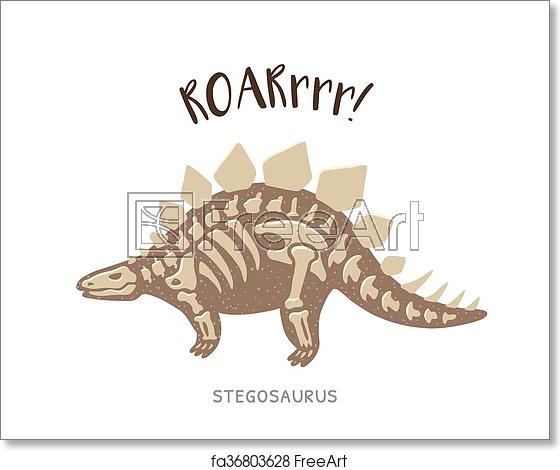 560x470 Free Art Print Of Cartoon Stegosaurus Dinosaur Fossil Vector