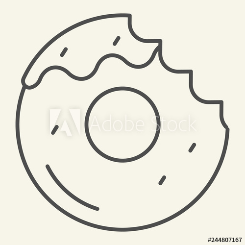 500x500 Donut With A Mouth Bite Thin Line Icon Bitten Donut Vector