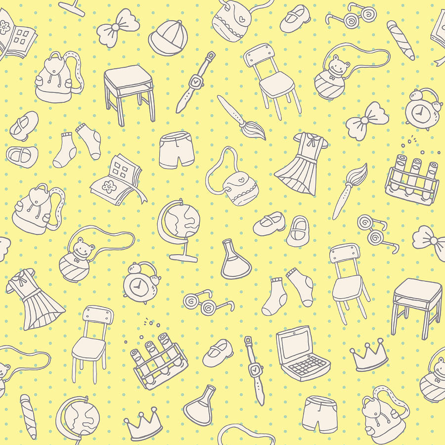 900x900 Student Things Doodle Pattern Cute Vector Back To School