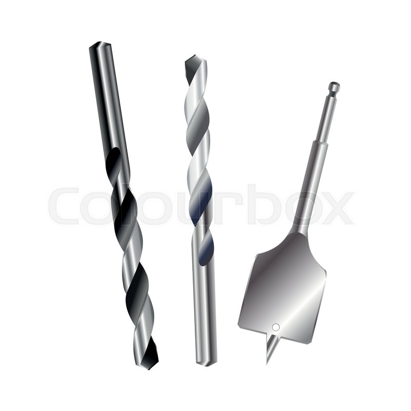800x800 Drill Bit Metal Set Isolated On White Stock Vector Colourbox
