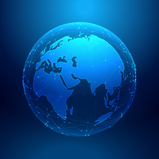626x626 Blue Earth On Wireframe Network Mesh Vector Free Download