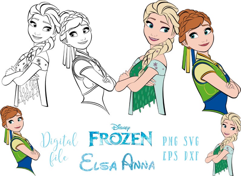 794x579 Elsa And Anna Frozen Vector Frozen Clipart Instant Etsy