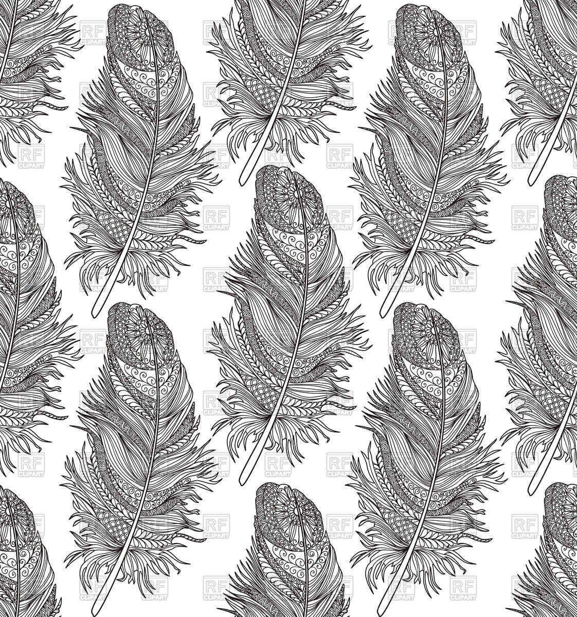 1122x1200 Feather Ornamental Seamless Pattern Vector Image Of Backgrounds