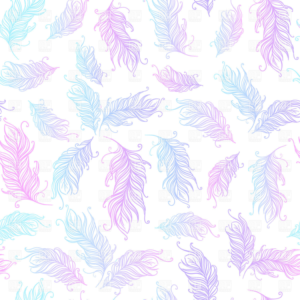 1200x1200 Seamless Pattern Made Of Hand Drawn Feathers Vector Image