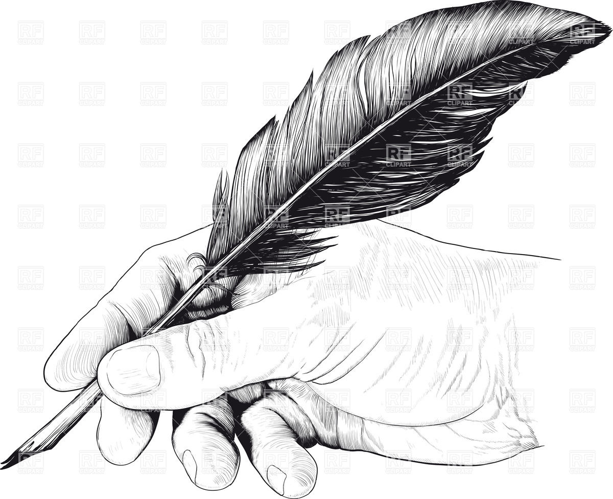 1200x976 Vintage Drawing Of Hand With Feather Pen Vector Image Of People