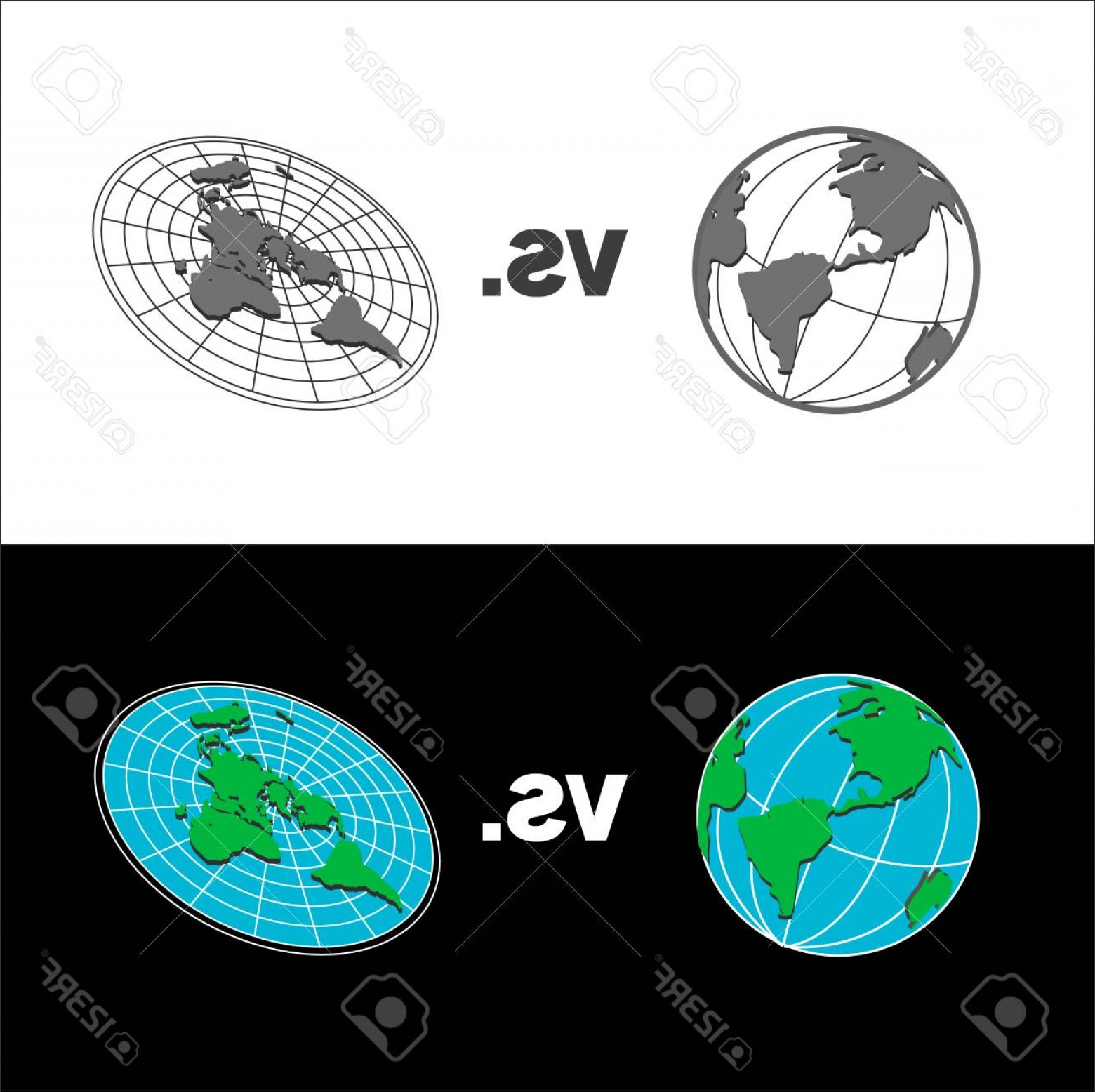 1560x1556 Flat Earth Globe Vector Studiogrfx