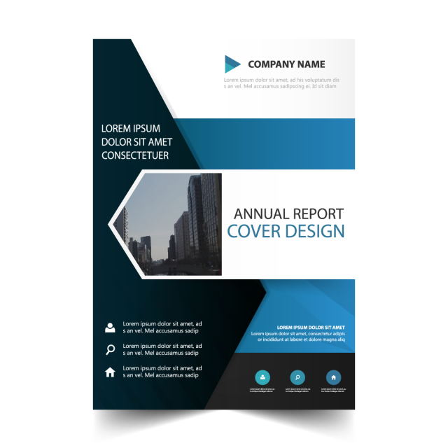 640x640 Blue Triangle Annual Report Flyer Design Vector Template For Free