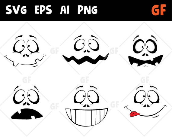 570x456 Funny Faces Vector Clipart Faces Emoji Digital Clipart Etsy