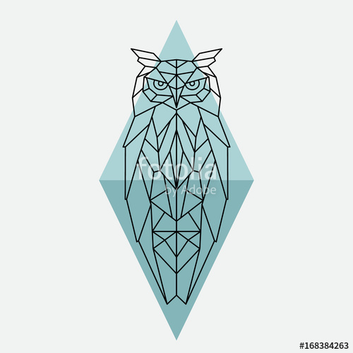 500x500 Geometric Owl Wild Animal Vector Illustration Stock Image
