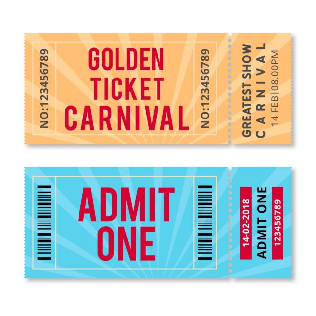 640x640 Golden Ticket Carnival Vector Template For Free Download