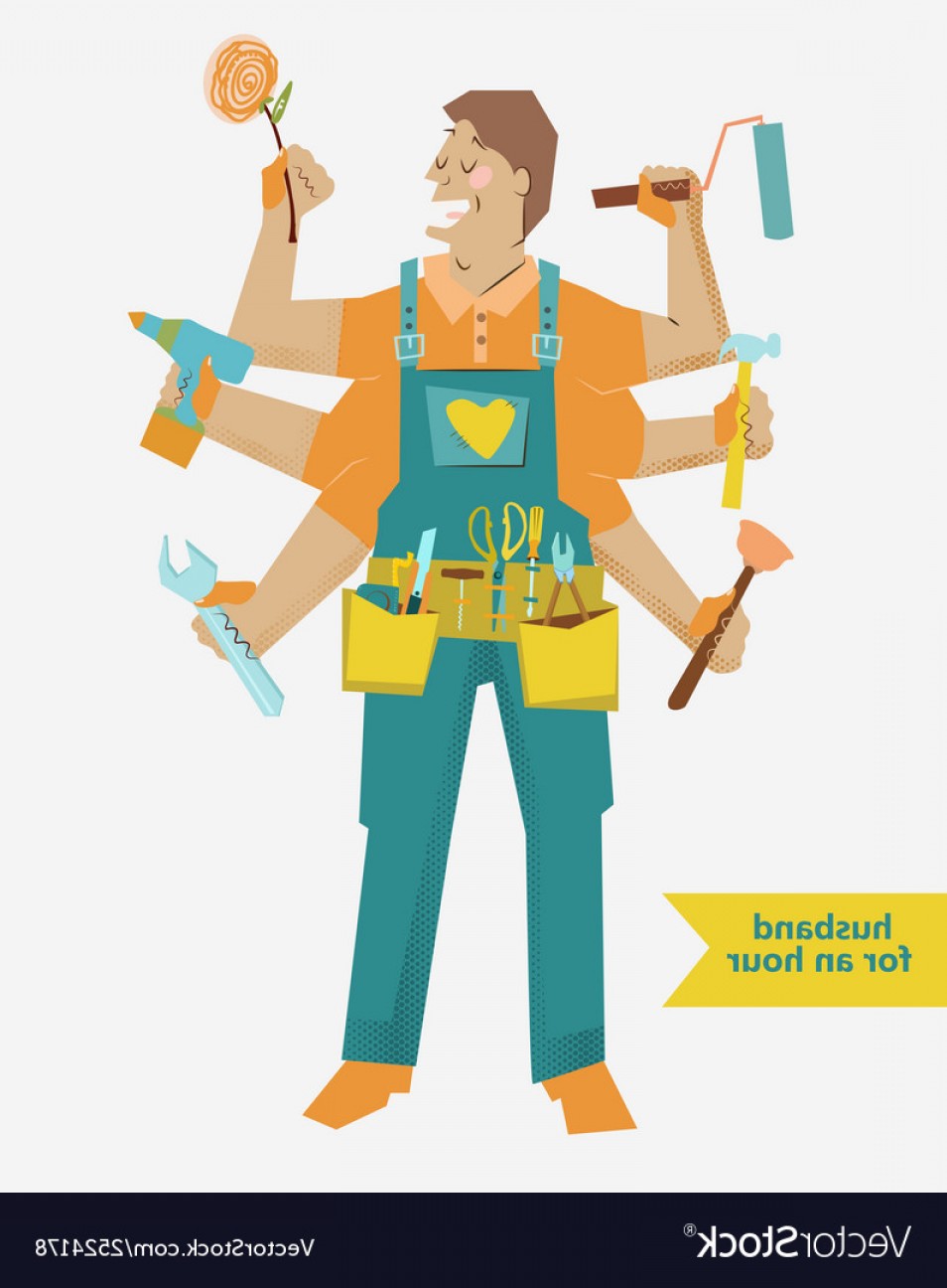 954x1296 Retro Cartoon Handyman With Different Tools Vector Catchsplace