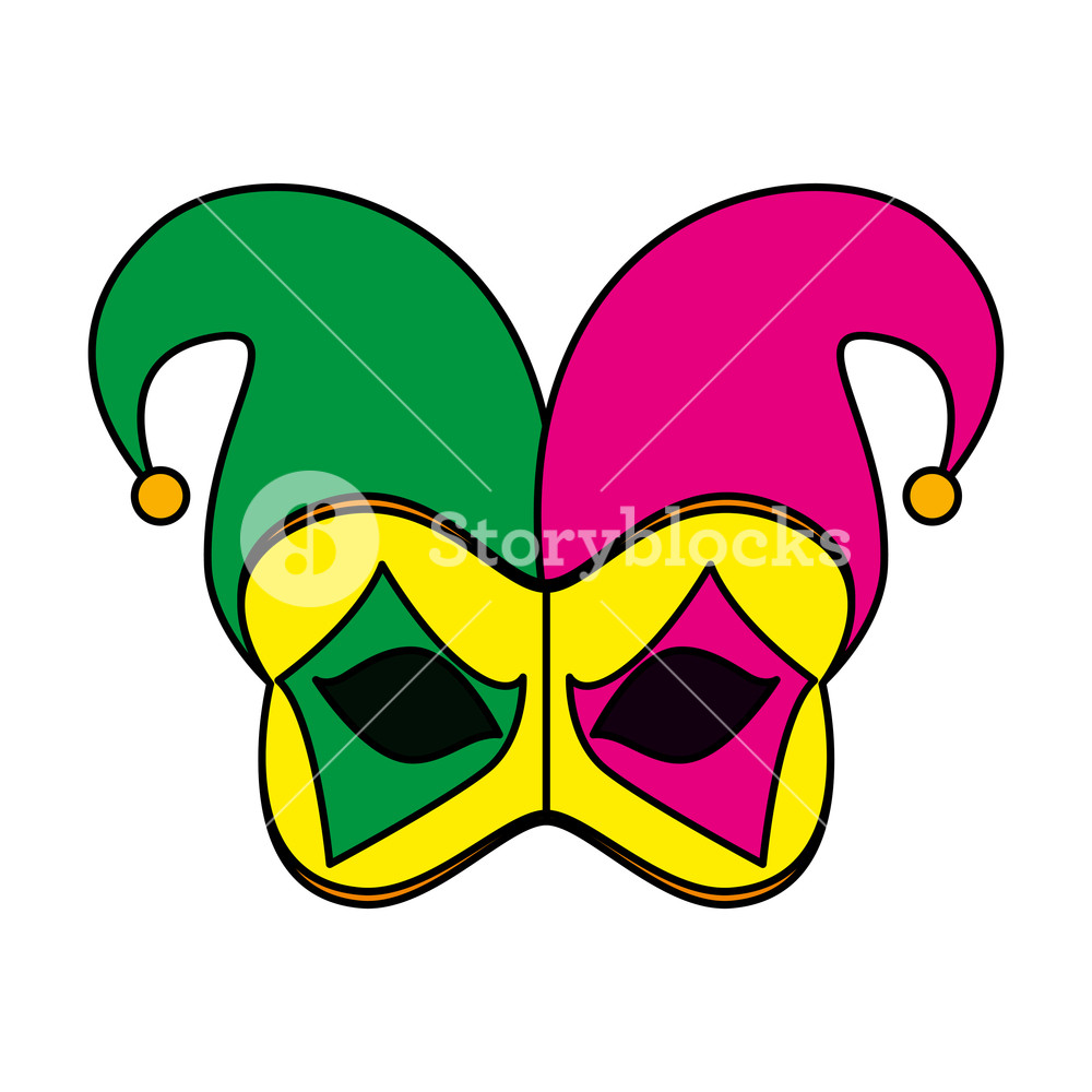 1000x1000 Carnival Mask With Harlequin Hat Vector Illustration Design