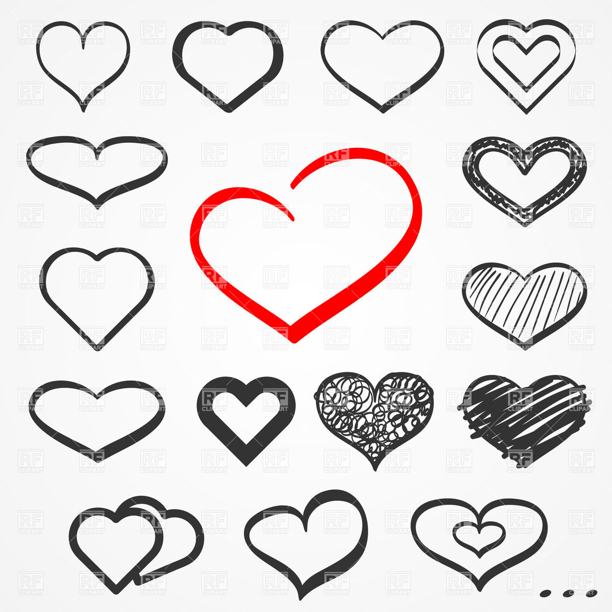 1200x1200 Abstract Sketch Hand Drawn Hearts Vector Image Of Design Elements