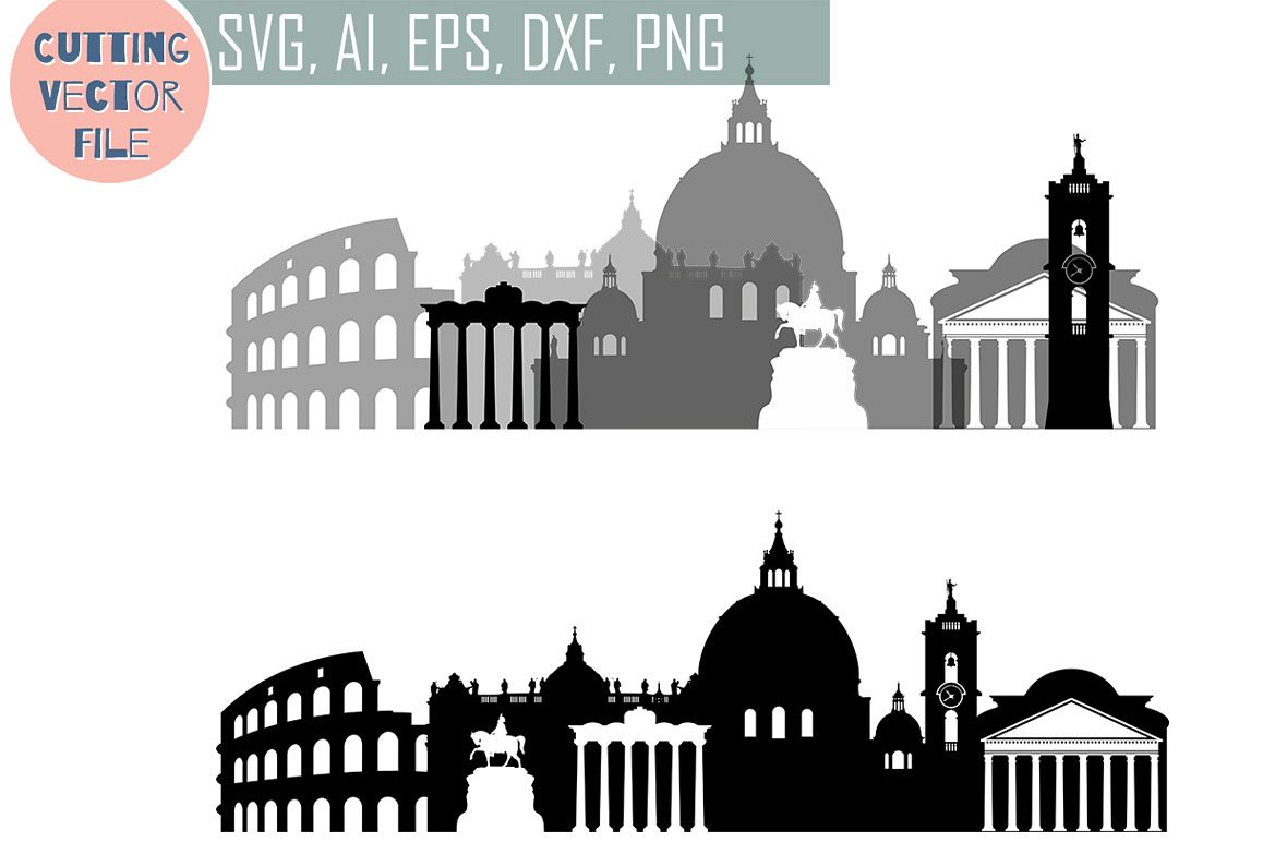 1158x772 Rome Italy Capital Vector Skyline Png, Dwg, Cdr