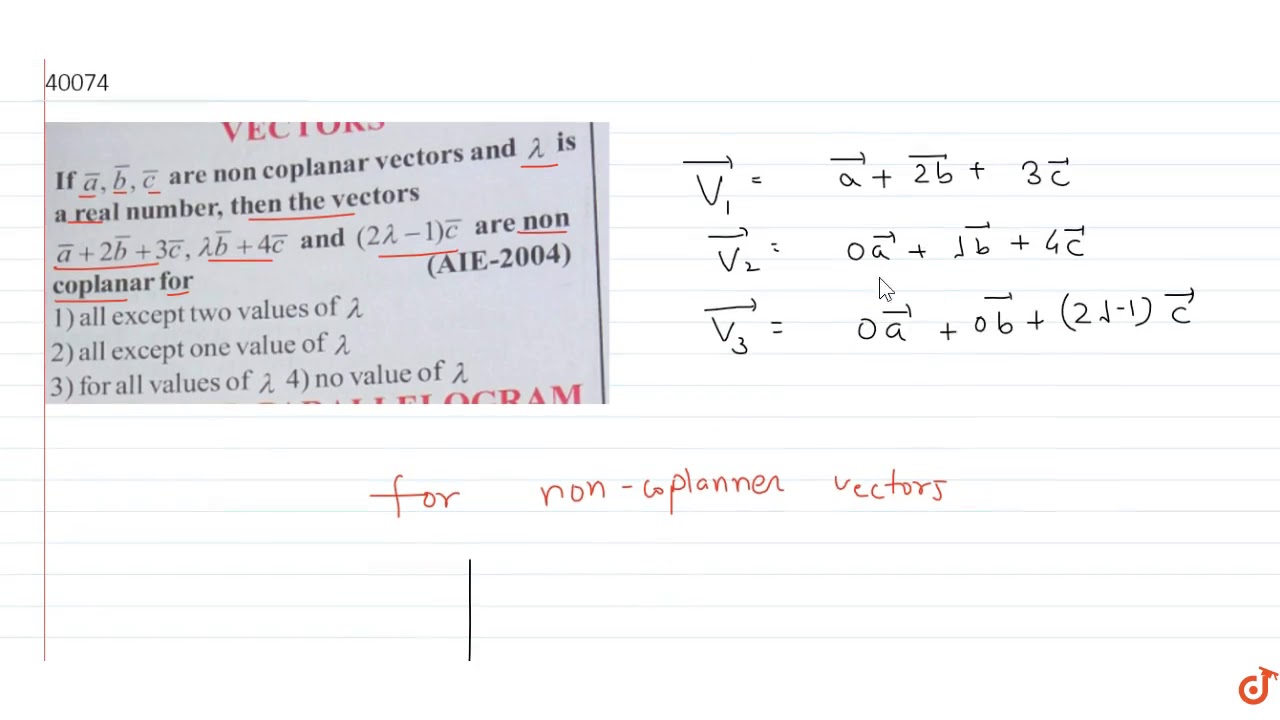 1280x720 If A,b,c Are Non Coplanner Vectors And `lambda` Is A Real No Then