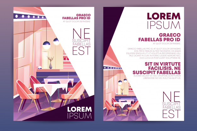 626x417 Cozy Cafe, Small Restaurant Or Bar Cartoon, Advertising Flyer