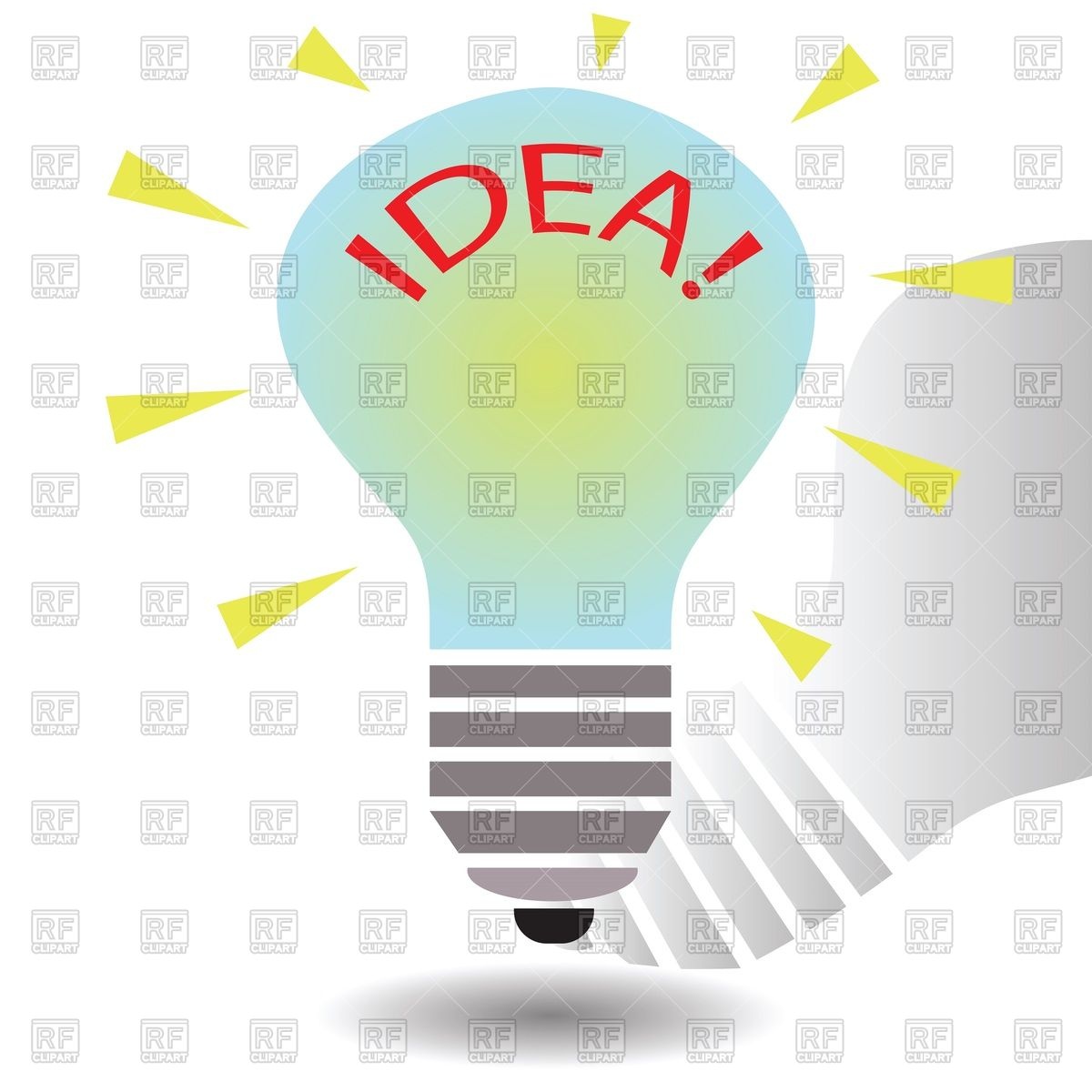 1200x1200 Cartoon Light Bulb With Word Idea Vector Image Of Objects